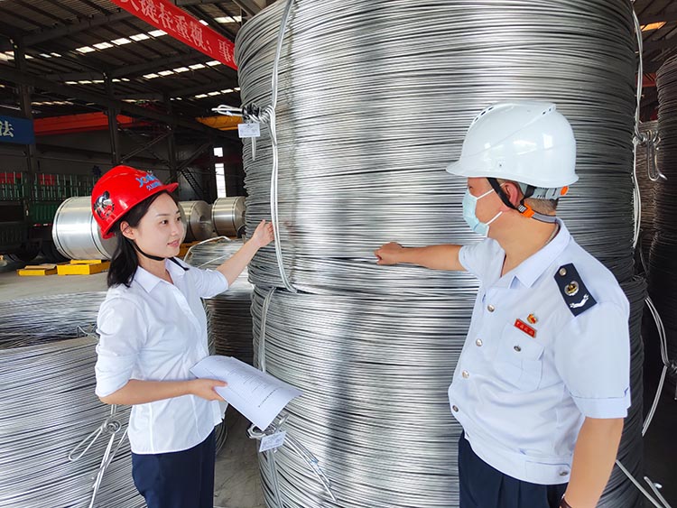 稅務(wù)干部到企業(yè)查看企業(yè)生產(chǎn)情況，開展稅費(fèi)政策宣傳。四川省稅務(wù)局供圖