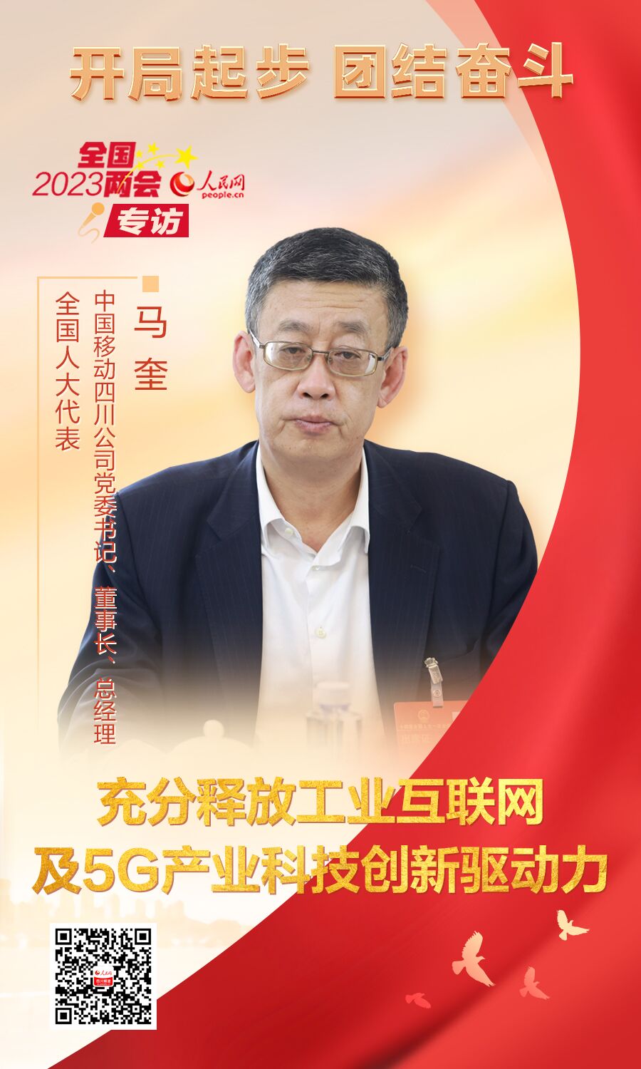 全國人大代表，中國移動四川公司黨委書記、董事長、總經(jīng)理馬奎