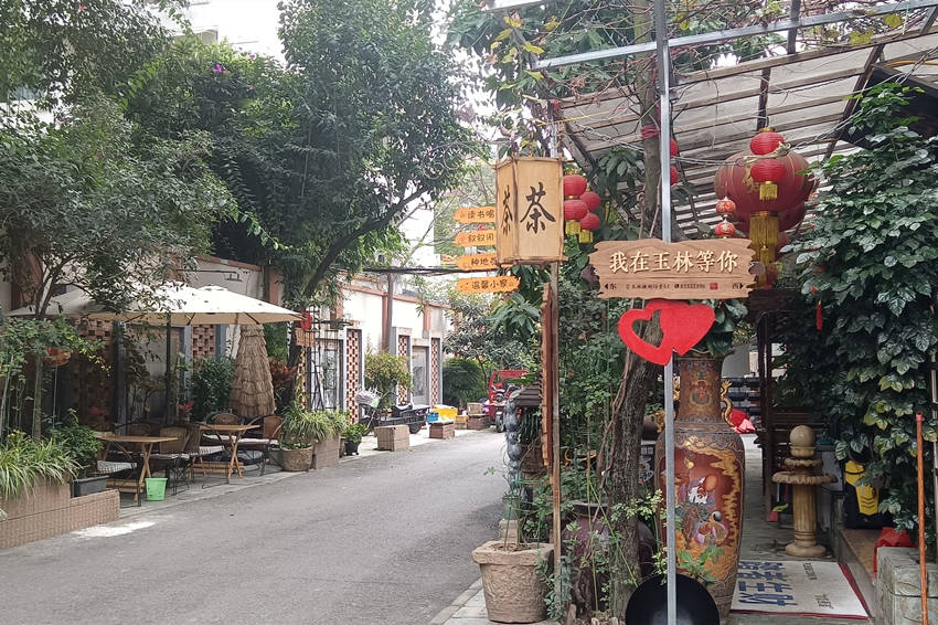 小巷子里的休閑場(chǎng)景。玉林街道辦事處供圖