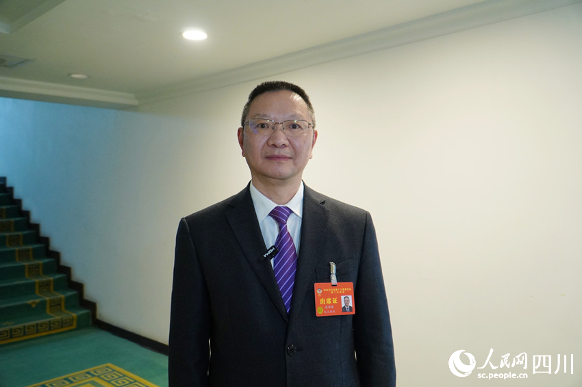 省政協(xié)委員，內江市政協(xié)副主席、九三學社內江市委主委段輝國。人民網(wǎng) 趙祖樂攝