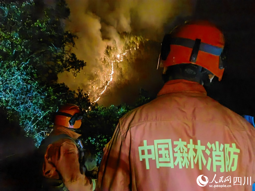 四川省森林消防總隊(duì)涼山州支隊(duì)森林消防員正在全力撲救山火。樊文淵攝
