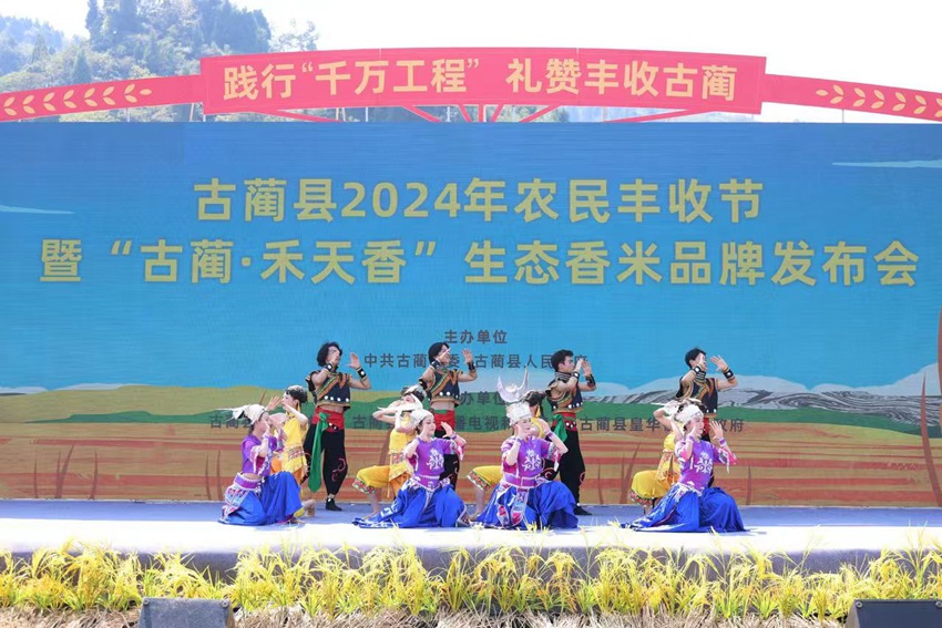 瀘州古藺縣2024年中國農民豐收節(jié)在皇華鎮(zhèn)“天府糧倉”示范園區(qū)開幕。李驍供圖