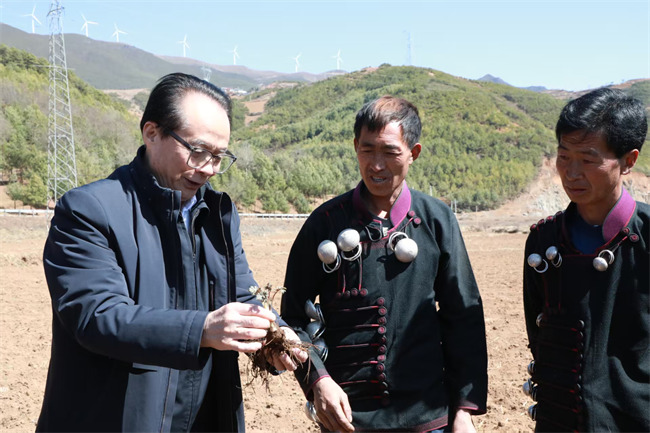 全國人大代表耿福能深入田間地頭調(diào)研。好醫(yī)生集團供圖