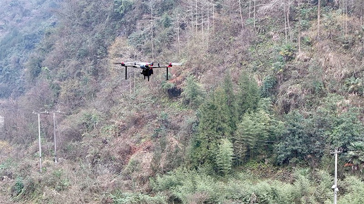 無人機(jī)巡視。綿竹市融媒體中心供圖