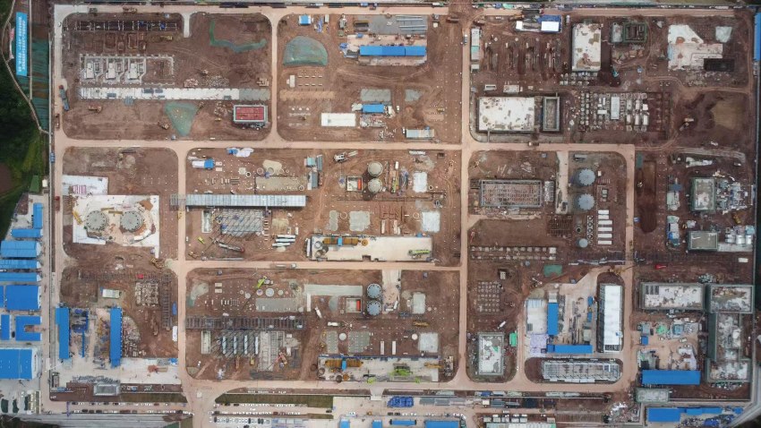 西南油氣田安岳第二凈化廠及外輸系統(tǒng)工程項(xiàng)目建設(shè)現(xiàn)場(chǎng)。項(xiàng)目方供圖