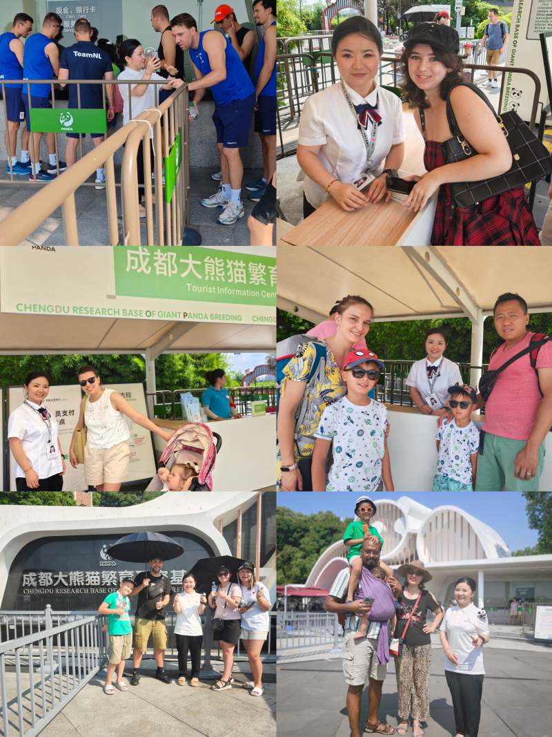 外籍游客為熊貓基地的工商銀行世運(yùn)會(huì)志愿者點(diǎn)贊。盧靜供圖